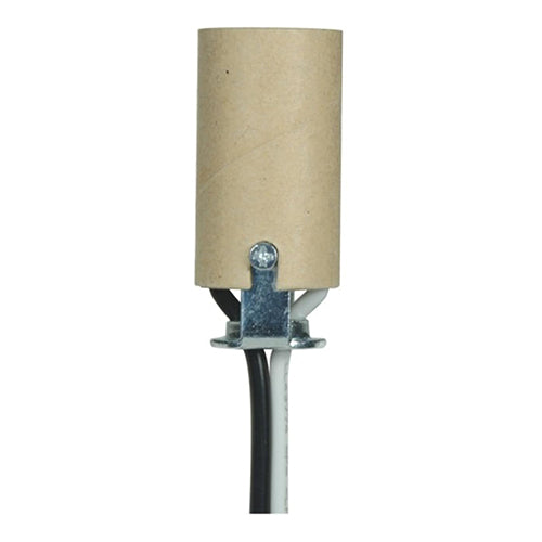 Satco 80-1653, Phenolic Candelabra Socket with Paper Liner, 75W, 125V, With Set Screw, Clear Finish