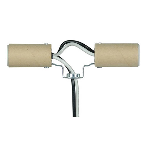Satco 80-1654, Twin Candelabra Cluster Socket, 1/8 IP, 75W, 125V, With Set Screw, Porcelain Finish