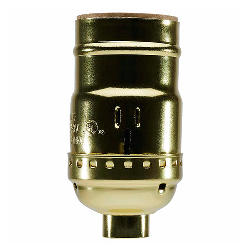Satco 80-1669, Standard Keyless Socket, 1/8 IPS Cap, 660W, 250V, Less Set Screw, Brite Gilt Finish