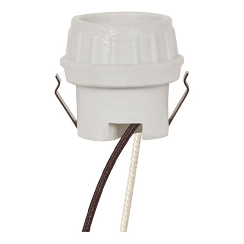Satco 80-1674, Keyless Porcelain Snap-In Bracket Socket For 4KV, No Spring Contact, 660W, 600V, CSSNP Screw Shell, White Finish