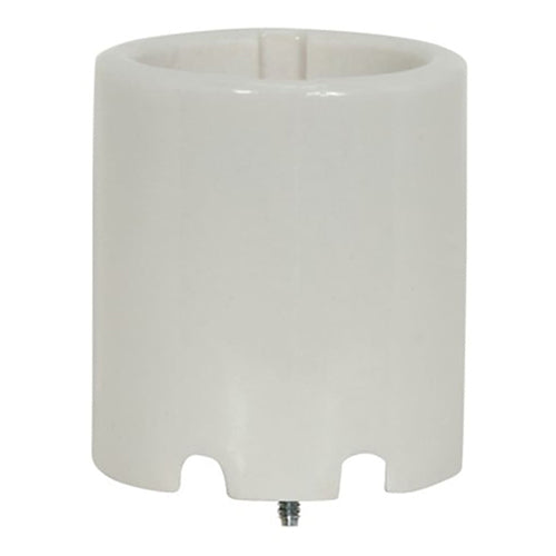 Satco 80-1681, Keyless Porcelain Socket w/Spring Center Contact & Reinforced Screw Shell w/Washers, 660W, 600V, CSSNP Screw Shell, White Finish