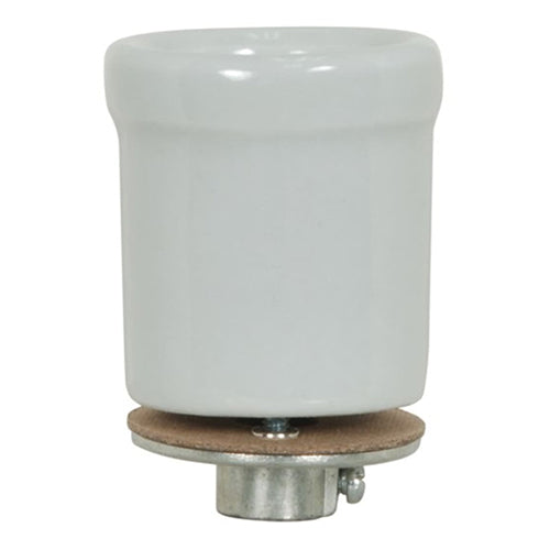 Satco 80-1682, Keyless Porcelain Beaded Body Socket With Flange, 1/8 IPS Cap, 660W, 250V, CSSNP Screw Shell, White Finish