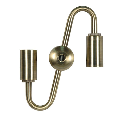 Satco 80-1709, Steel "S" Cluster, For Medium or Candelabra, 1/8 IPS Cap, Antique Brass Finish