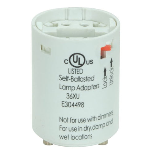 Satco 80-1712, Smooth Phenolic Electronic Self-Ballasted CFL Lampholder, G24q-2 And GX24q-2, 18W, 120V, 0.23A