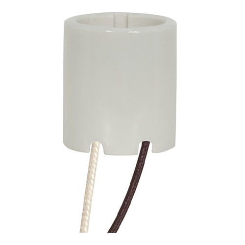 Satco 80-1734, Keyless Porcelain Socket With Paper Liner, 2 Wireways, 2 Bushings, 660W, 600V, CSSNP Screw Shell, White Finish