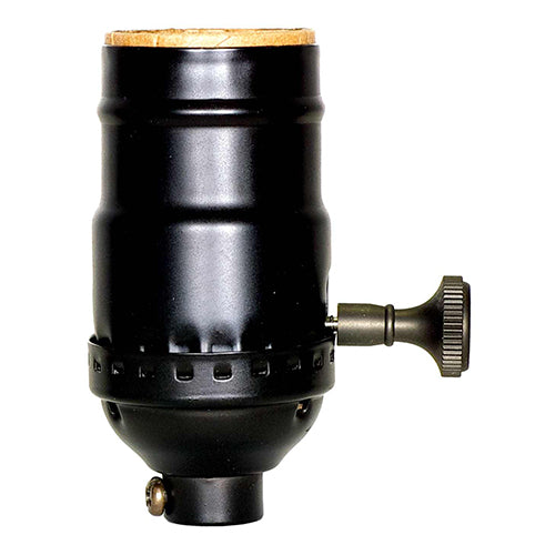 Satco 80-1738, 3 Way (2 Circuit) Turn Knob Socket With Removable Knob, 1/8 IPS Cap, 250W, 250V, With Set Screw, Dark Antique Brass Finish