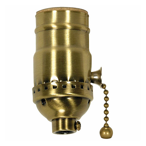 Satco 80-1739, On-Off Pull Chain Socket, 1/8 IPS Cap, 660W, 250V, With Set Screw, Satin Brass Finish