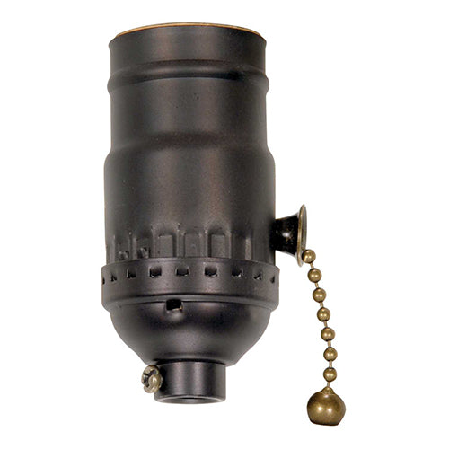 Satco 80-1740, On-Off Pull Chain Socket, 1/8 IPS Cap, 660W, 250V, With Set Screw, Dark Antique Brass Finish