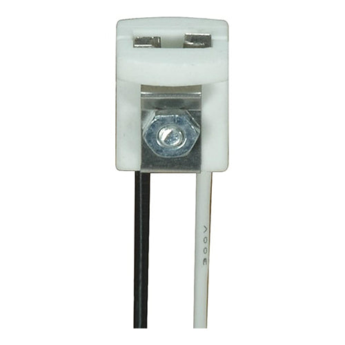 Satco 80-1742, G4 Wedge Type Porcelain Halogen Socket, 1000W, 250V, With Set Screw, Porcelain Finish