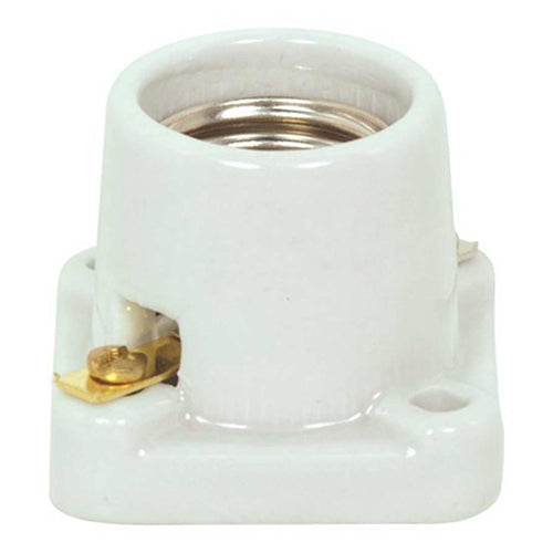 Satco 80-1748, Medium Base Porcelain Pony Cleat, 660W, 250V, With Set Screw, CSSNP Screw Shell, Porcelain Finish