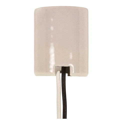 Satco 80-1751, Keyless Porcelain Mogul Socket, 2 8/32 Bushings, 2 Wireways, 1500W, 600V, Glazed Finish