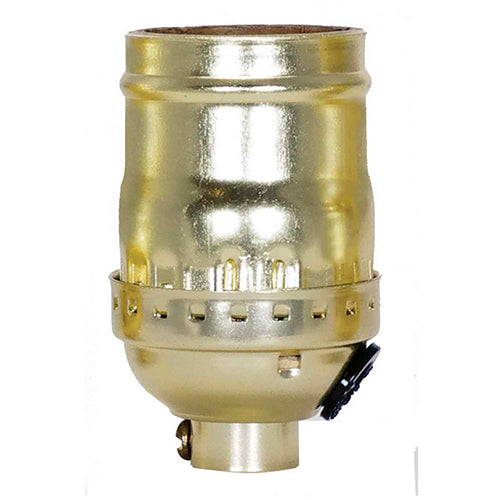 Satco 80-1753, Short Keyless Socket With Side Outlet, 1/8 IPS Cap, 660W, 250V, With Set Screw, Brite Gilt Finish