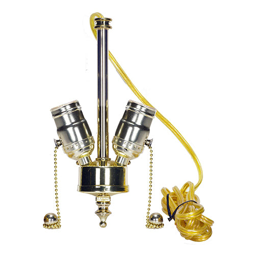 Satco 80-1763, 2-Light Pull Chain Cluster with Solid Brass Socket, Medium Base, 660W, 250V, Polished Brass Finish