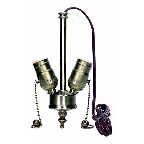 Satco 80-1764, 2-Light Pull Chain Cluster with Solid Brass Socket, Medium Base, 660W, 250V, Antique Brass Finish