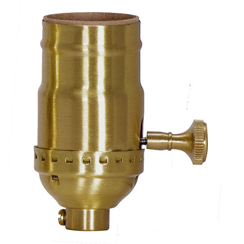 Satco 80-1772, On-Off Turn Knob Socket with Removable Knob, 1/8 IPS Cap, 250W, 250V, With Set Screw, Satin Brass Finish