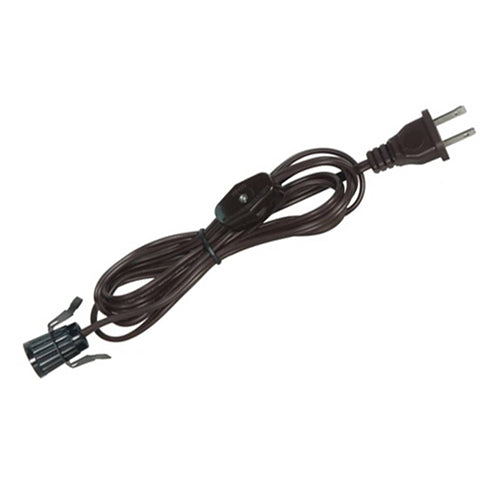 Satco 80-1784, 8 Foot Socket with Cord Switch & Plug, With Set Screw, Brown Finish