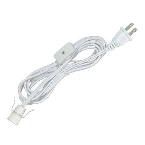 Satco 80-1786, 6 Foot Socket with Cord Switch & Plug, With Set Screw, White Finish