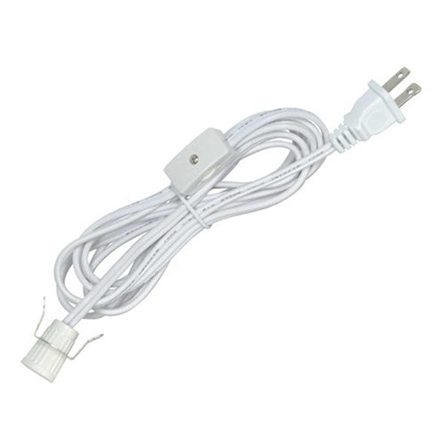 Satco 80-1788, 8 Foot Socket with Cord Switch & Plug, With Set Screw, White Finish