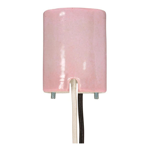 Satco 80-1791, Keyless Pink Porcelain Mogul Socket for Open HID Fixtures, 2 Wireways, 1500W, 600V, CSSNP Screw Shell, Pink Finish