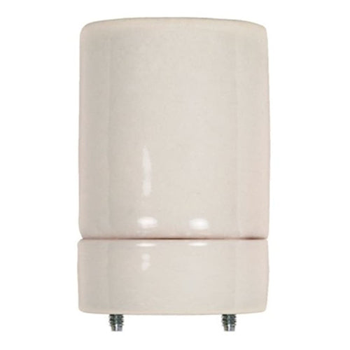 Satco 80-1793, Keyless Two-Piece Heavy Duty Porcelain Socket w/Mounting Screws, 660W, 600V, Glazed Finish