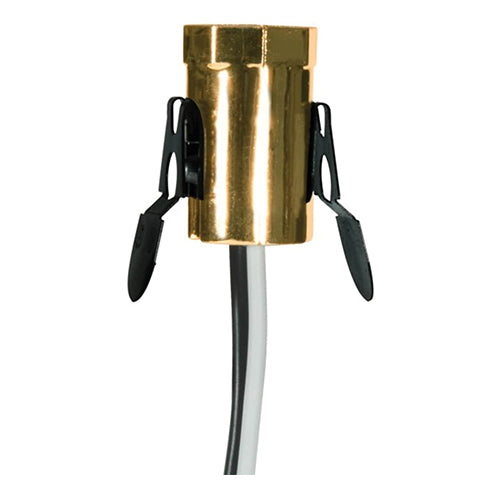 Satco 80-1794, Candelabra Base Phenolic Socket with Spring Clip, 75W, 125V, Gold Finish, 10 Packs