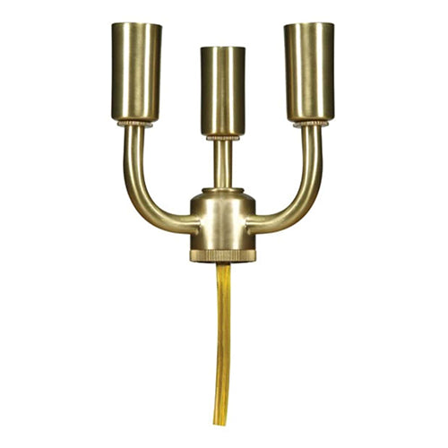 Satco 80-1797, 3 Light Candelabra Cluster, 1/8 IPS Cap, Gold Wire