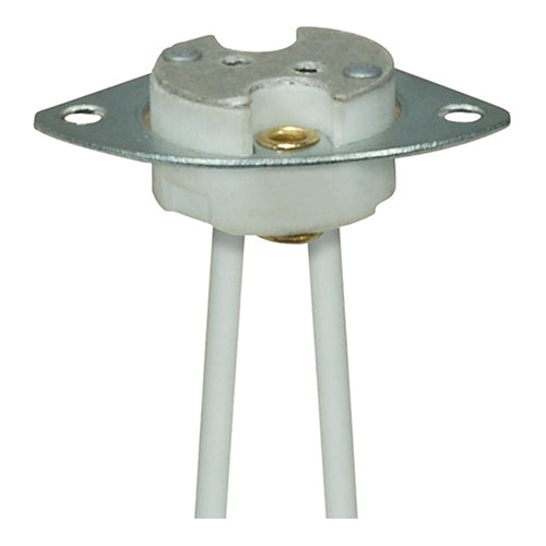 Satco 80-1813, Halogen Socket w/Metal Plate & 2 Mounting Holes, GX5.3 Base, 750W, 250V