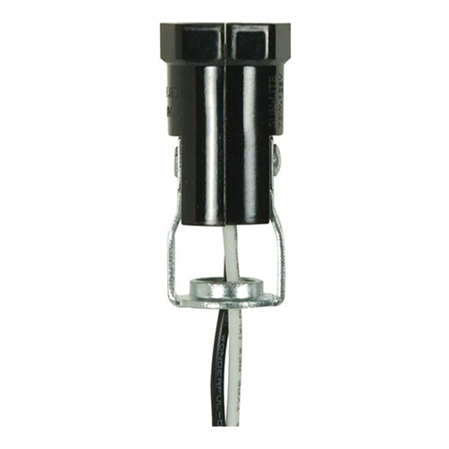 Satco 80-1844, Phenolic Candelabra Sockets with Leads, 1/8 IP Inside Extrusion Double Leg Hickey, 75W
