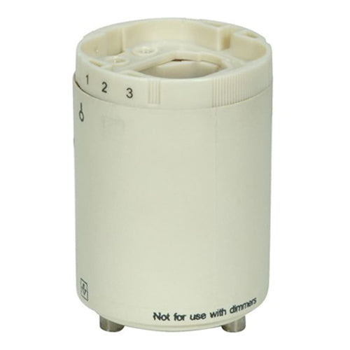 Satco 80-1848, Smooth Phenolic Electronic Self-Ballasted CFL Lampholder, G24q-3 And GX24q-3, 26W, 120V, 0.30A