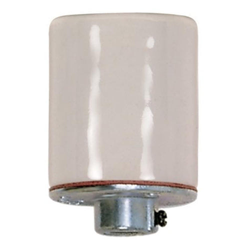 Satco 80-1870, Keyless Smooth Porcelain Socket With Spring Contact For 4KV And 1/8 IP Cap, 660W, 600V, CSSNP Screw Shell, Glazed Finish
