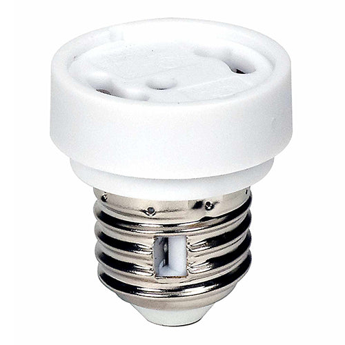 Satco 80-1888, Medium To GU24 Socket Reducer, E26, GU24 With Locking Device, 660W, 250V, White Finish