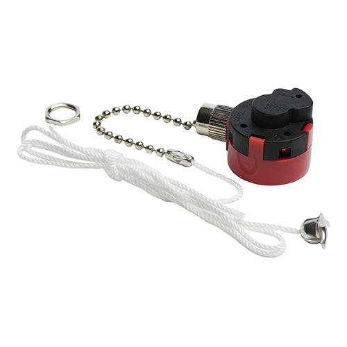 Satco 80-1983, 3 Speed Ceiling Fan Switch with 4 Wire Quick Connect, 6A-125V/3A-250V, 2 Circuit W/Metal Chain, Nickel Plated Finish