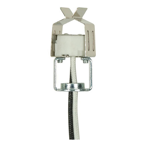 Satco 80-2019, Round Halogen Socket, With Spring Clip, 1/8 IP Hickey, 1000W, 250V