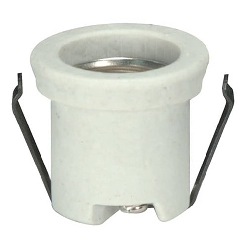 Satco 80-2032, Keyless Porcelain With Flange And Double Clip, Unglazed, Double Clip, 660W, 250V, CSSNP Screw Shell, White Finish, 10 Packs
