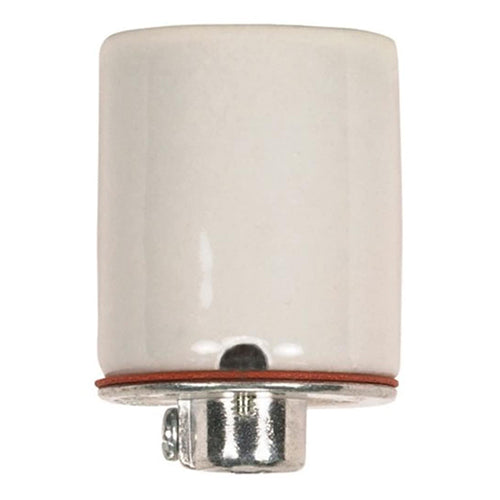 Satco 80-2047, Keyless Porcelain Socket With 2 Wireways, Metal 1/8 IP Cap, 660W, 250V, CSSNP Screw Shell, Glazed White Finish