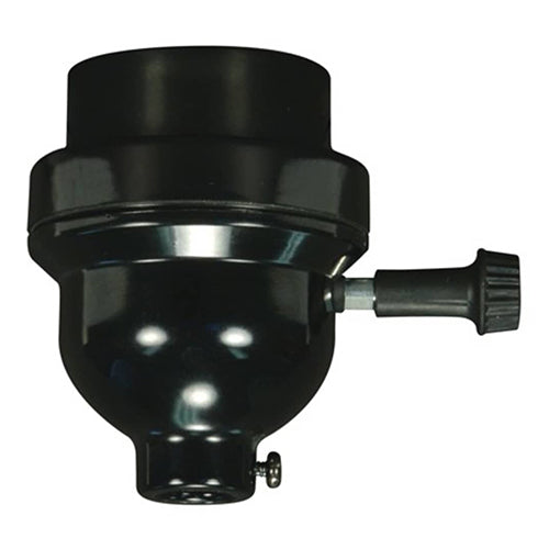 Satco 80-2062, Smooth Phenolic 3 Piece On-Off Turn Knob Socket, 1/8 IPS Cap, With Set Screw, 660W, 250V