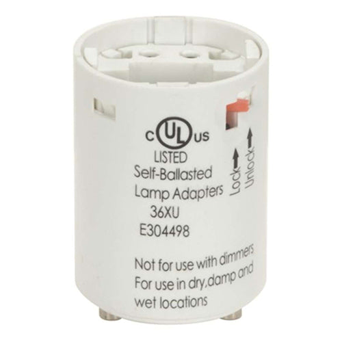 Satco 80-2073, Smooth Phenolic Electronic Self-Ballasted CFL Lampholder, G24q-1 and GX24q-1, 13W, 277V, 0.17A