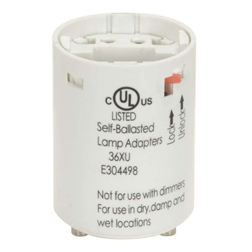 Satco 80-2077, Smooth Phenolic Electronic Self-Ballasted CFL Lampholder, G24q-3 and GX24q-3, 26W, 277V, 0.34A
