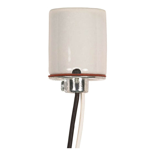 Satco 80-2092, Keyless Porcelain Socket With Side Notches, 1/8 IPS Cap, 2 Wireways, CSSNP Screw Shell, 660W, 600V, Glazed Finish