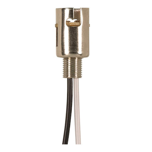 Satco 80-2099, Bayonet Base Single Contact Socket, 1/8 IP x 3/8" Nipple, Pulled Thru, 500W, 125V, 10 Packs