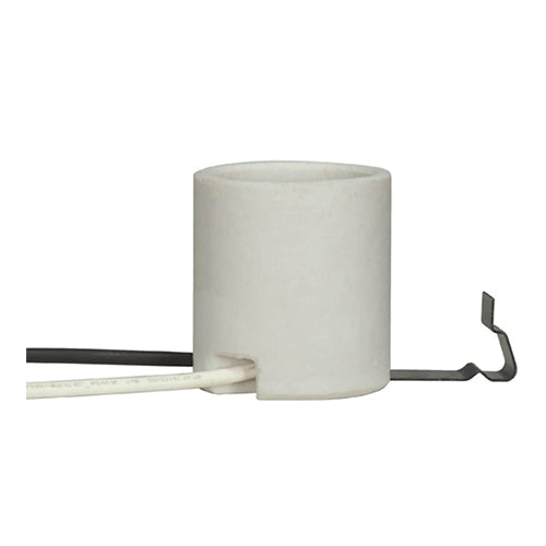 Satco 80-2128, Keyless Porcelain Socket w/Snap-in Clip, 660W, 250V, Aluminum Screw Shell, 10 Packs