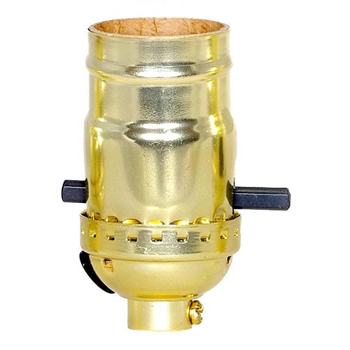 Satco 80-2137, On-Off Push Thru Socket With Side Outlet, 1/8 IPS, Aluminum, 660W, 250V, Brite Gilt Finish