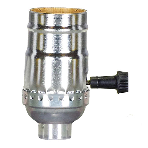 Satco 80-2138, 3 Terminal (2 Circuit) Turn Knob Socket With Removable Knobs, 1/4 IPS, Aluminum, 250W, 250V, Nickel Finish
