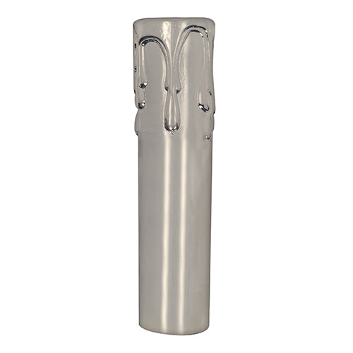 Satco 80-2141, Brass Metal Candelabra Base Candle Cover With Drip, 13/16" Inside Diameter, 7/8" Diameter, 4" Height, Polished Nickel Finish