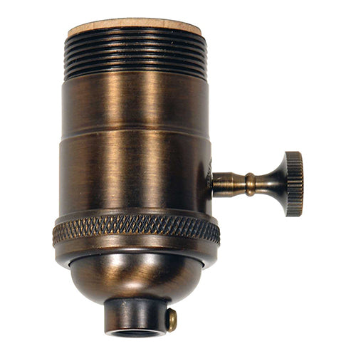 Satco 80-2153, 3 Way Cast Socket, With Set Screw, Threaded, 250W, 250V, Dark Antique Brass Finish