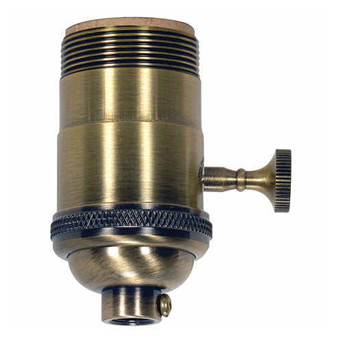 Satco 80-2158, 3 Way Cast Socket, With Set Screw, Threaded, 250W, 250V, Antique Brass Finish