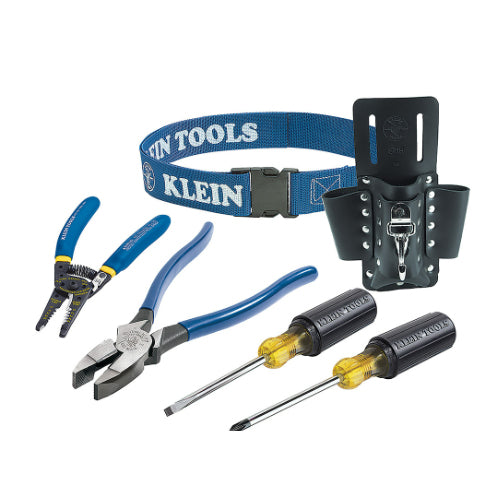 Klein Tools 80006, Trim-Out Tool Set with Leather Tool Pouch, 6-Piece
