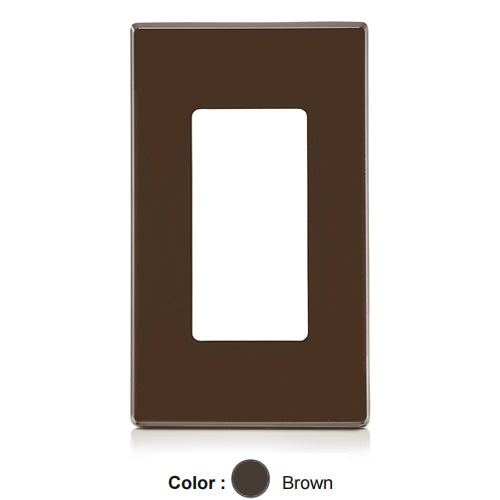 Leviton 80301-S0, 1-Gang Decora Plus Screwless Wallplates with Subplate, Snap-On Mount, Polycarbonate, Brown, 3 Packs