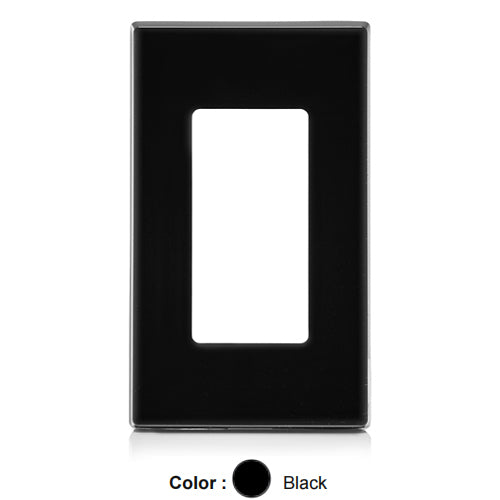 Leviton 80301-SE, 1-Gang Decora Plus Screwless Wallplates with Subplate, Snap-On Mount, Polycarbonate, Black, 3 Packs