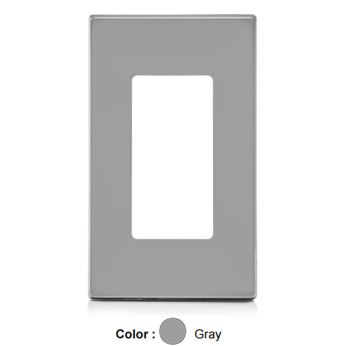 Leviton 80301-SGY, 1-Gang Decora Plus Screwless Wallplates with Subplate, Snap-On Mount, Polycarbonate, Gray, 3 Packs